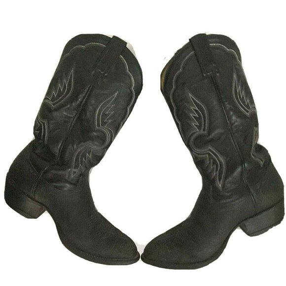 Tony Lama Other - Tony Lama Men Black Inca Goatskin Cowboy Western Rodeo Boots US 7.5 Pull On 6250